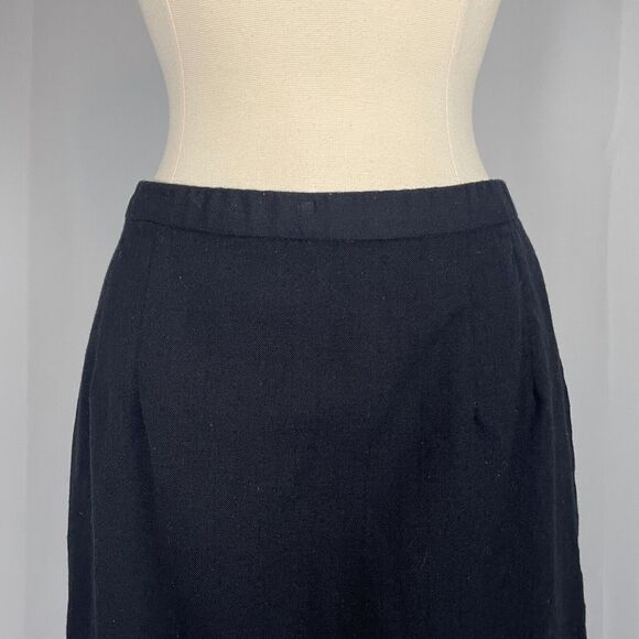 Pendleton Pencil Skirt Size 12 Petite 12P Black Solid Wool Career Office Minimal - Picture 2 of 12